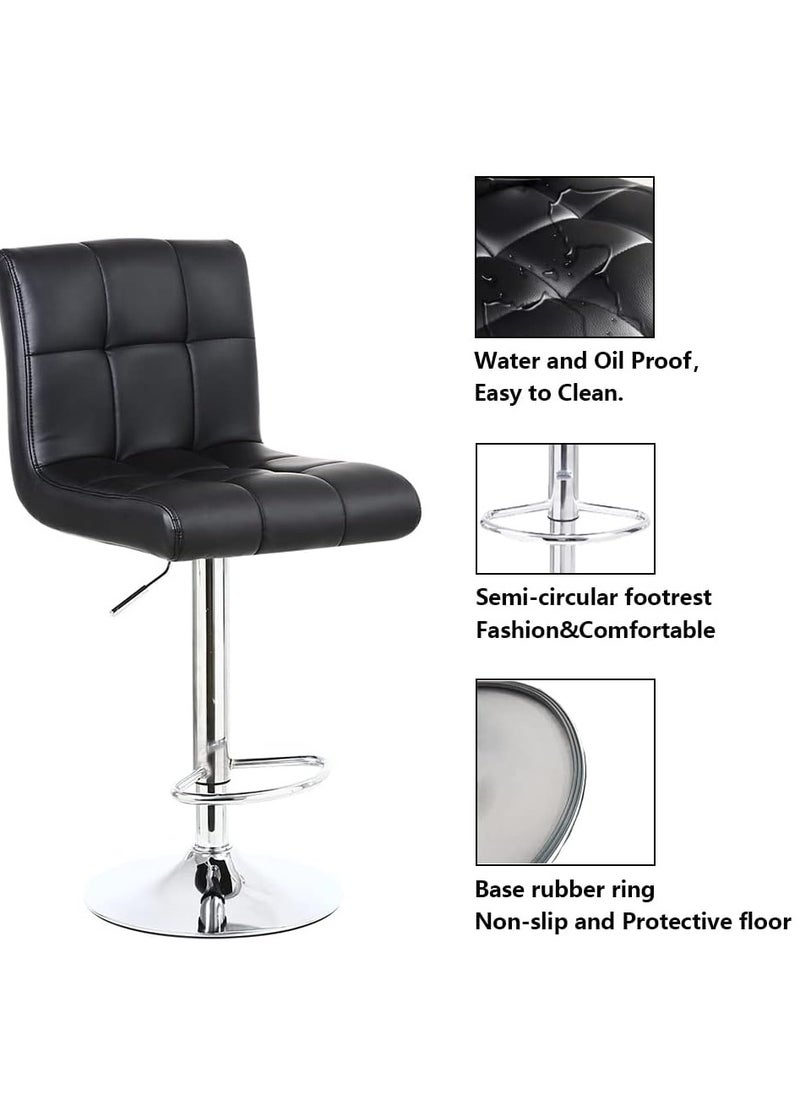 Generic Bar Stools 2PCS Swivel Bar Chair Height Barstools with Back and Footrest, Adjustable Height Modern Dining Chairs, PU Leather Kitchen Stool  - Image 3