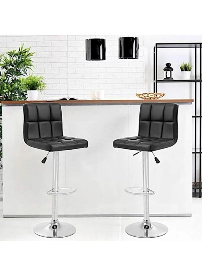 Generic Bar Stools 2PCS Swivel Bar Chair Height Barstools with Back and Footrest, Adjustable Height Modern Dining Chairs, PU Leather Kitchen Stool  - Image 1