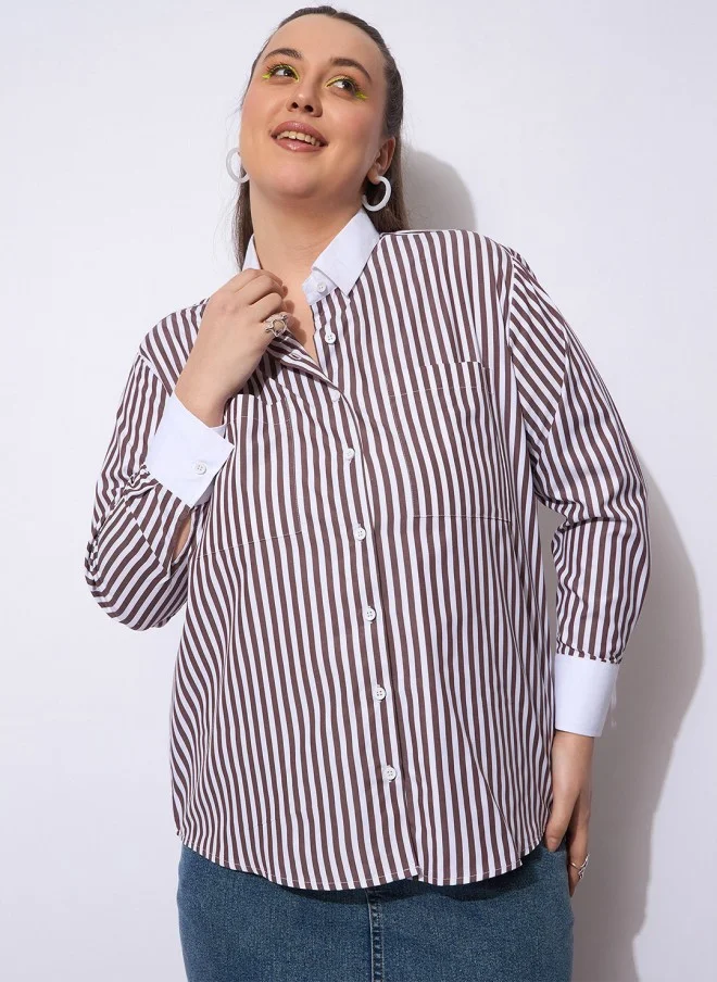 SASSAFRAS Opaque Striped Casual Shirt for Women