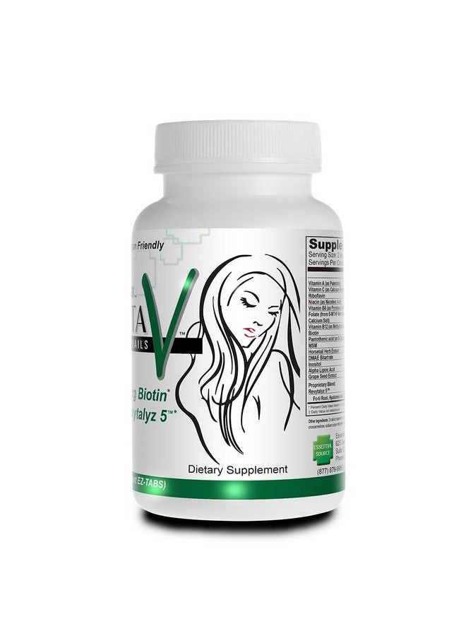 Essential Source فيتامينات الشعر والأظافر والبشرة للنساء من إيسينشال سورس بونيتا V - 20 مكون نشط بما في ذلك البيوتين - أظافر أقوى، بشرة صحية، نمو الشعر - 60 قرص نباتي EZ-TAB - Image 5