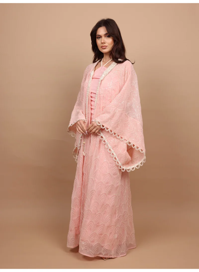 IKKXA  IKKXA Sequin Embellished Jalabiya IK1110 Pink for Women | Best Price UAE