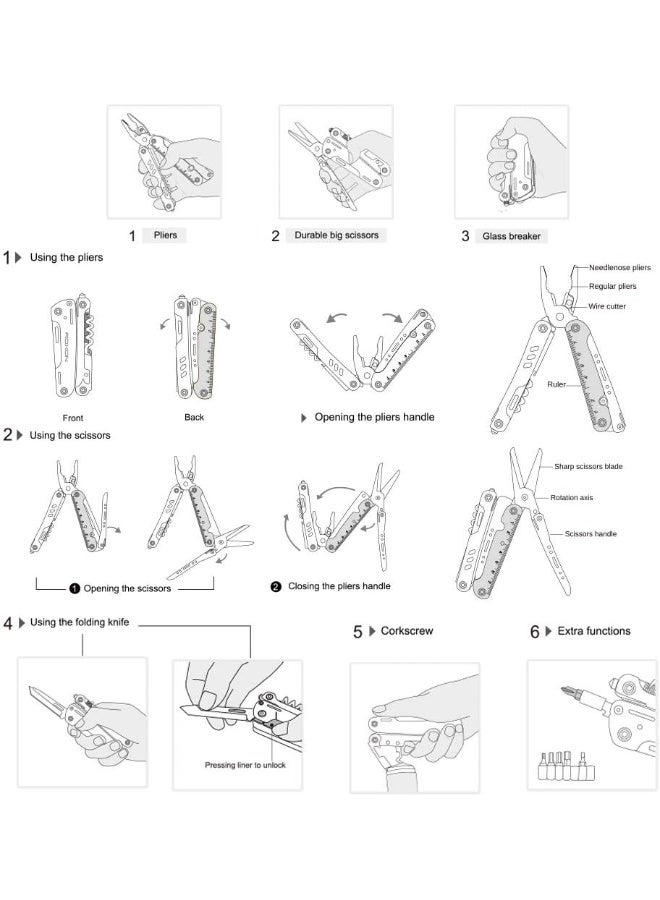 ROXON S801 16-in-1 STROM Multitool Pliers-Pocket Multi Tool, Multitool with Bits Group. Multi Tool for Survival, Camping, Hunting and Hiking - Image 2