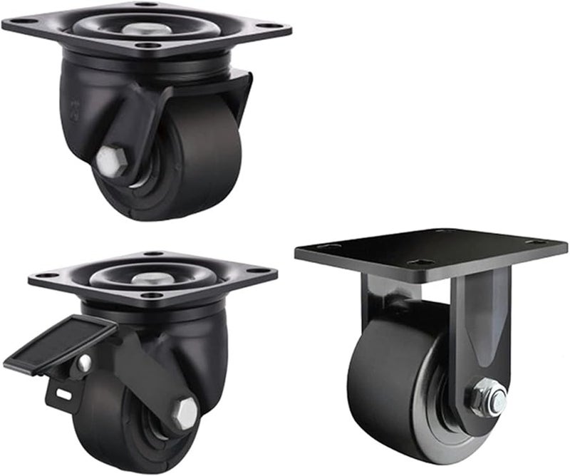 Heavy Duty 2 Inch Low Casters Wheels With Brake 300KG Load Capacity for Carts and Equipment - Image 1