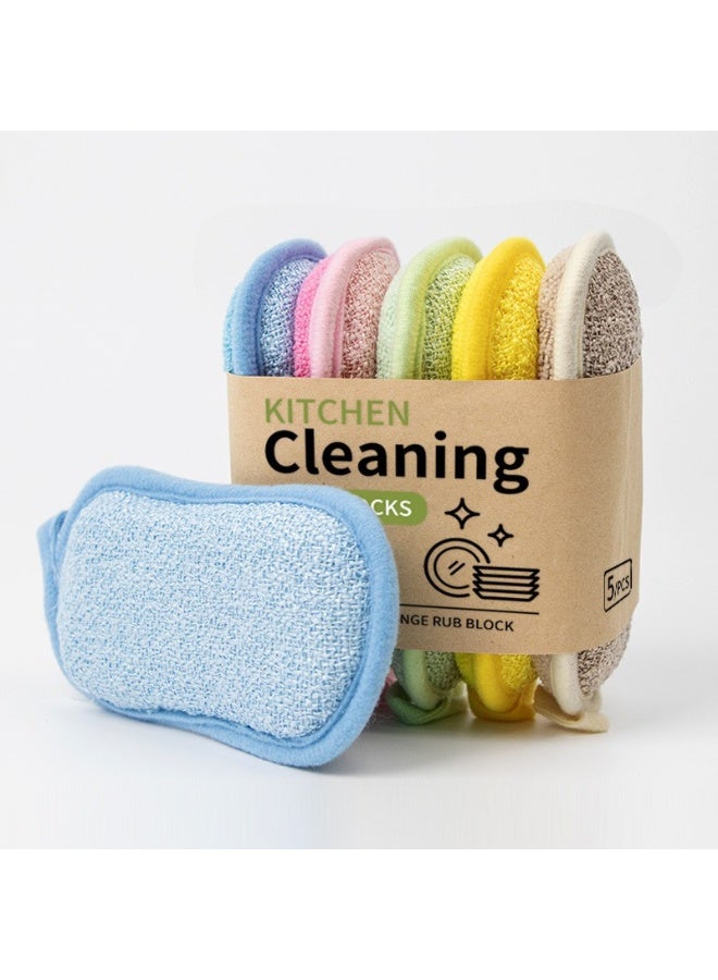 5 PCS Original Professional Microfiber Multi-Surface Scrub-N-Wipe Sponges, Dual-Sided for Scouring and Easy Household Cleaning, Machine Washable - Image 1