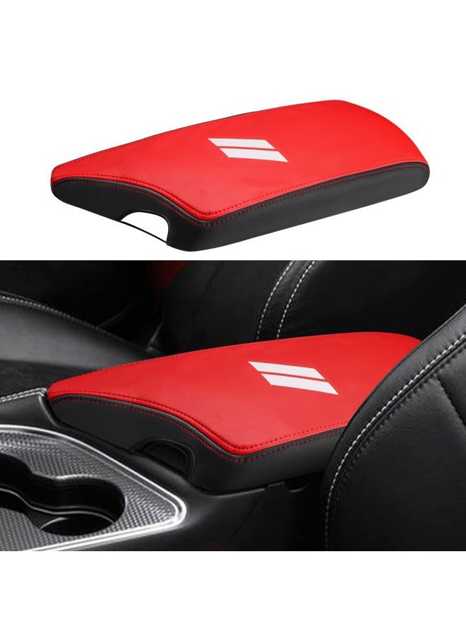 INTGET Car Center Console Armrest Cover for Dodge Challenger Accessories 2023 2022 2021 2020 2019 2018 2017 2016 2015 Interior Middle Console Cover Lid Protector Cushion Pad (Red, Leather) - Image 1