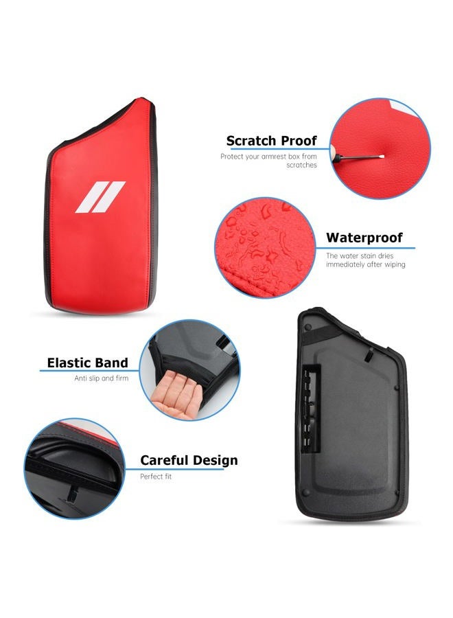 INTGET Car Center Console Armrest Cover for Dodge Challenger Accessories 2023 2022 2021 2020 2019 2018 2017 2016 2015 Interior Middle Console Cover Lid Protector Cushion Pad (Red, Leather) - Image 4