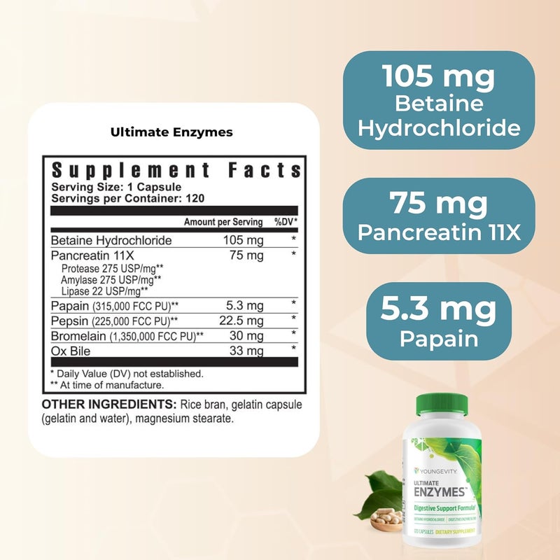 Youngevity ULTIMATE ENZYMES - 120 CAPSULES - Image 3