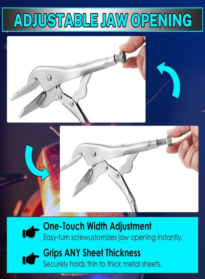 NATGAI 2 Pack 10 Inch Locking Sheet Metal Clamp, Welding Pliers with Adjustable Opening, Nickel Plated Carbon Steel Duckbill Locking Plier for Metalworking, Sheet Metal Bending and Clamping (2 Pack) - Image 4