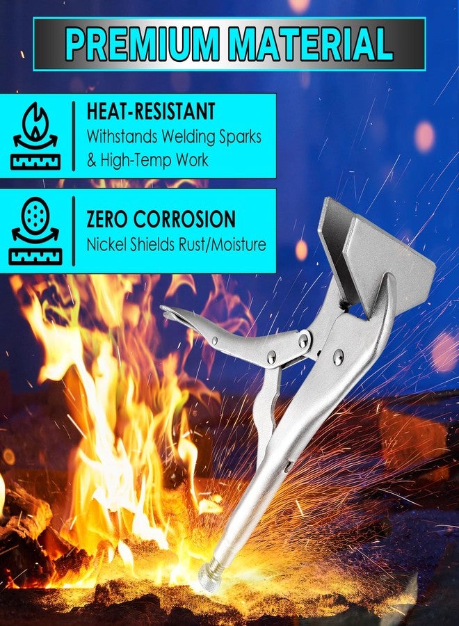 NATGAI 2 Pack 10 Inch Locking Sheet Metal Clamp, Welding Pliers with Adjustable Opening, Nickel Plated Carbon Steel Duckbill Locking Plier for Metalworking, Sheet Metal Bending and Clamping (2 Pack) - Image 3