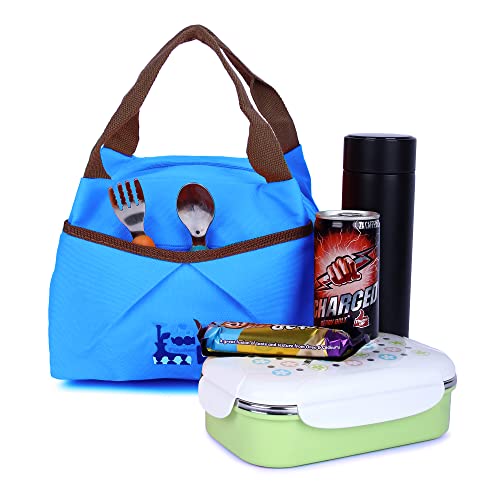 INSTABUYZ Hot & Cold Leak Proof Lunch Bag for Office School Kids Men & Women Storage Bag with Handle 3 Compartments Tiffin Bag (Blue) - Image 2