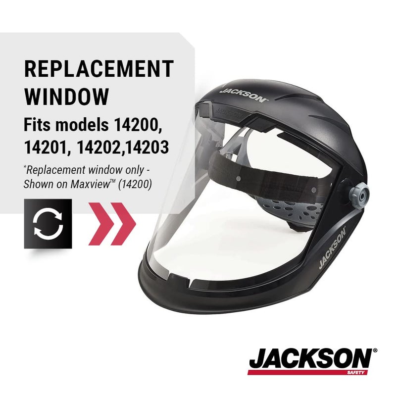 Jackson Safety Replacement Window for MAXVIEW Premium Face Shield Mask - ANSI Z87.1 - Uncoated - Clear Tint - Image 2