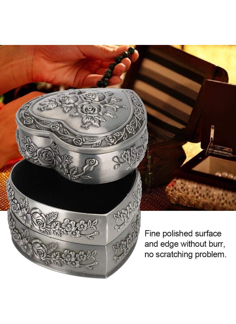 HURRISE Vintage Heart Shape Jewelry BoxHousehold European Container Metal Treasure Chest Trinket Keepsake Jewelry Chests Box For Women And Girls 3 Layers  - Image 4
