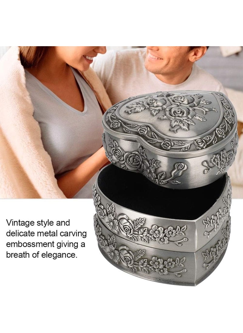 HURRISE Vintage Heart Shape Jewelry BoxHousehold European Container Metal Treasure Chest Trinket Keepsake Jewelry Chests Box For Women And Girls 3 Layers  - Image 5