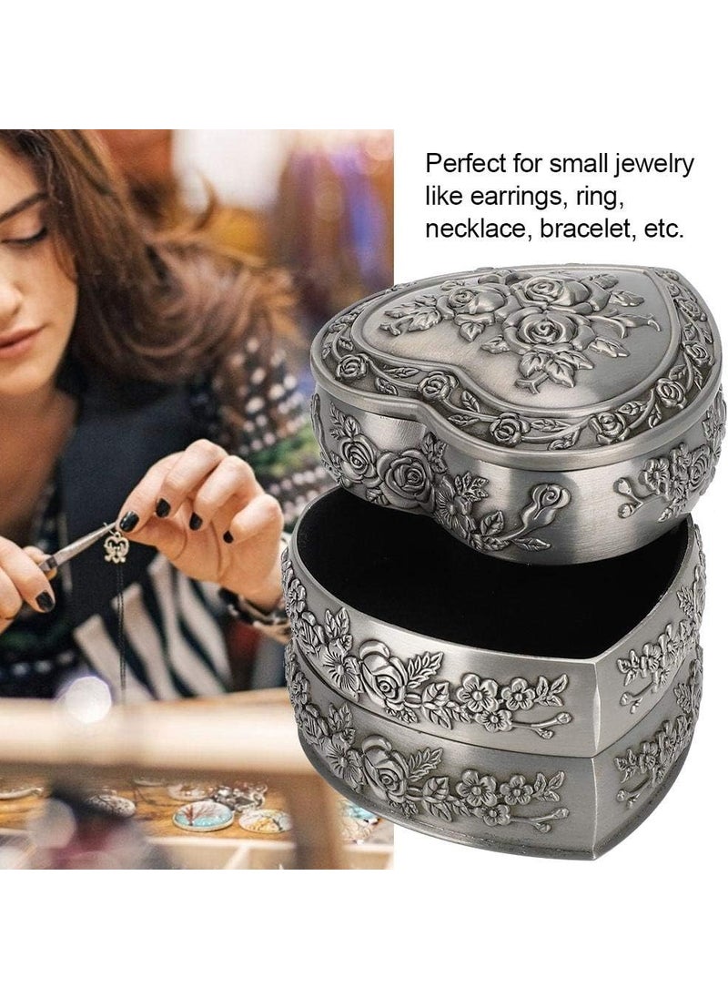 HURRISE Vintage Heart Shape Jewelry BoxHousehold European Container Metal Treasure Chest Trinket Keepsake Jewelry Chests Box For Women And Girls 3 Layers  - Image 3
