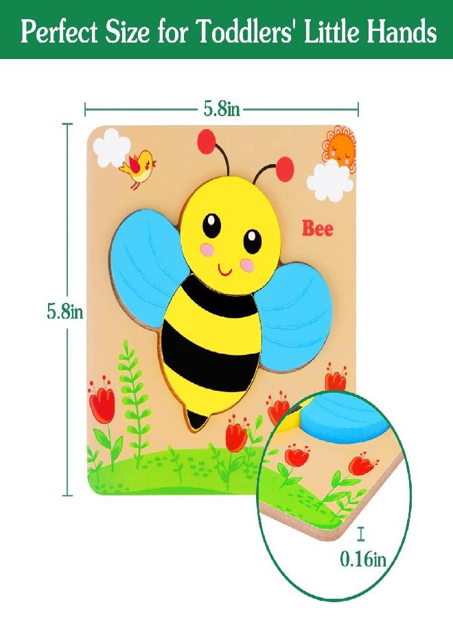 Dreampark Wooden Puzzles for Toddlers Ages 1-3, Montessori Toys for 1 2 3 Years Old Girls Boys Baby Kids Puzzle Learning Educational Christmas Birthday Gifts Toys 6 Pack Animal Jigsaw Puzzle - Image 4