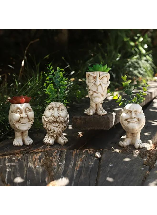 Smiling Aunt Resin Vase Cylinder Succulent Planter Indoor Outdoor Garden Decor - Image 1