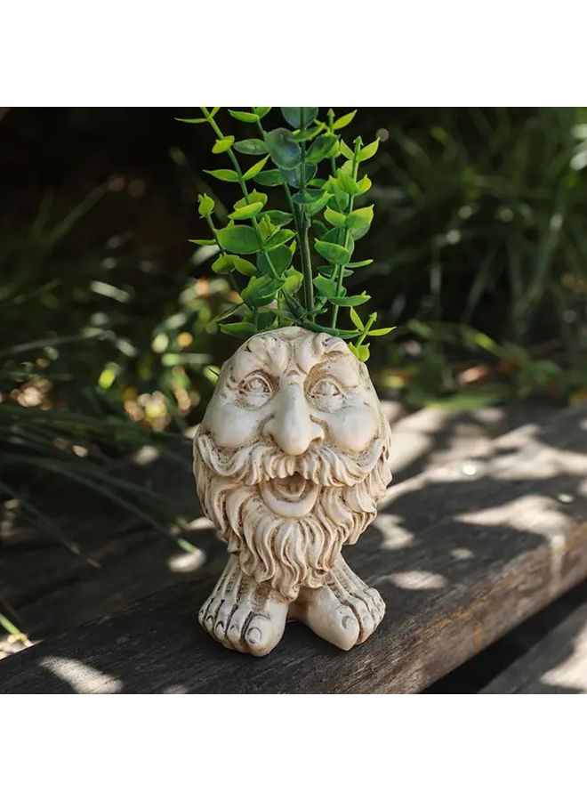 Smiling Aunt Resin Vase Cylinder Succulent Planter Indoor Outdoor Garden Decor - Image 5