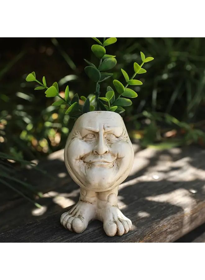 Smiling Aunt Resin Vase Cylinder Succulent Planter Indoor Outdoor Garden Decor - Image 4