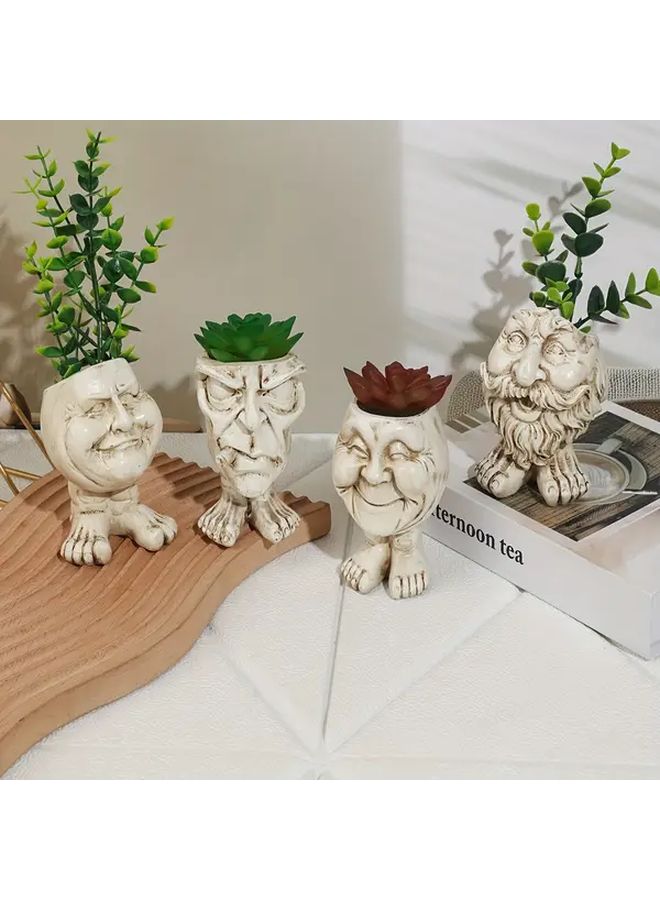 Smiling Aunt Resin Vase Cylinder Succulent Planter Indoor Outdoor Garden Decor - Image 2