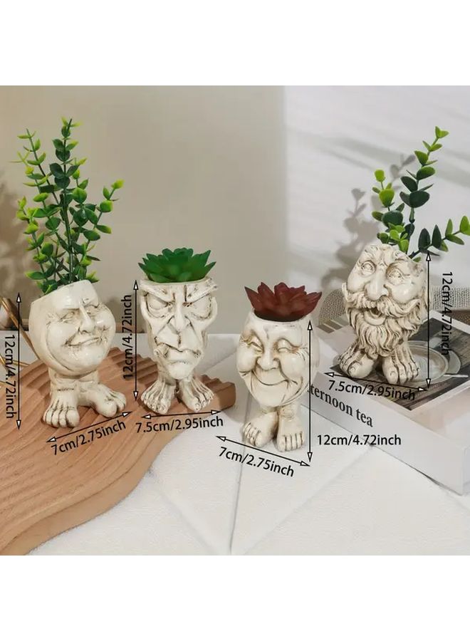 Smiling Aunt Resin Vase Cylinder Succulent Planter Indoor Outdoor Garden Decor - Image 3