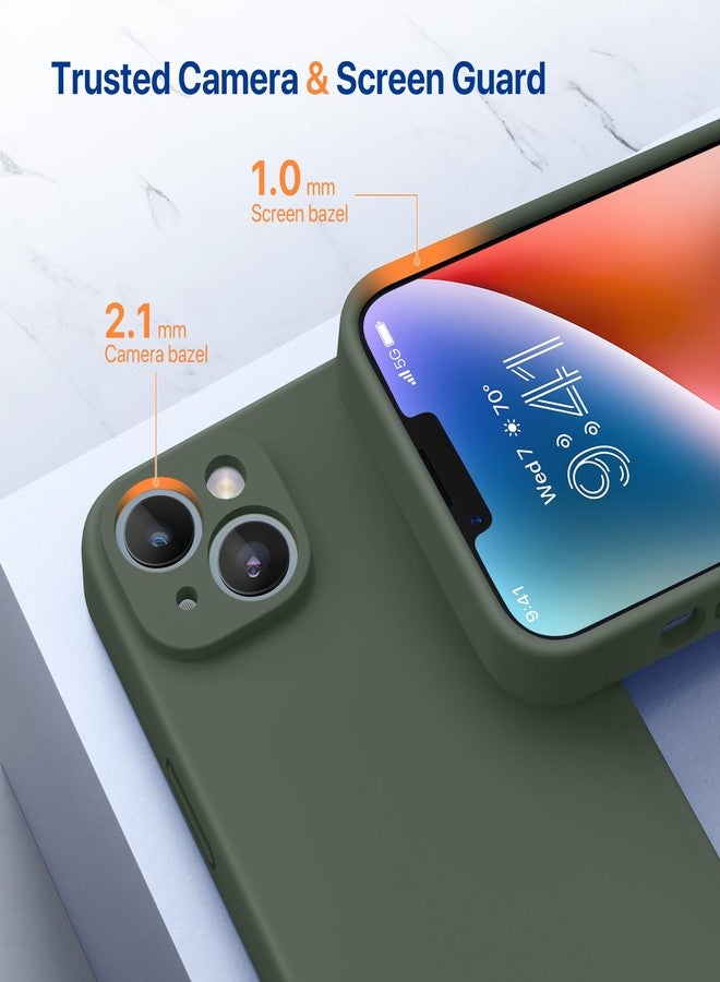 Miracase Designed for iPhone 14 Case with Screen Protector,[Upgraded Enhanced Camera Protection],Shockproof Liquid Silicone Case with Microfiber Lining, 6.1 inch,Dark Green - Image 5