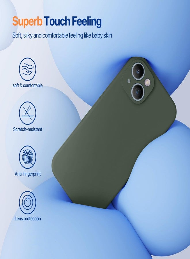 Miracase Designed for iPhone 14 Case with Screen Protector,[Upgraded Enhanced Camera Protection],Shockproof Liquid Silicone Case with Microfiber Lining, 6.1 inch,Dark Green - Image 3