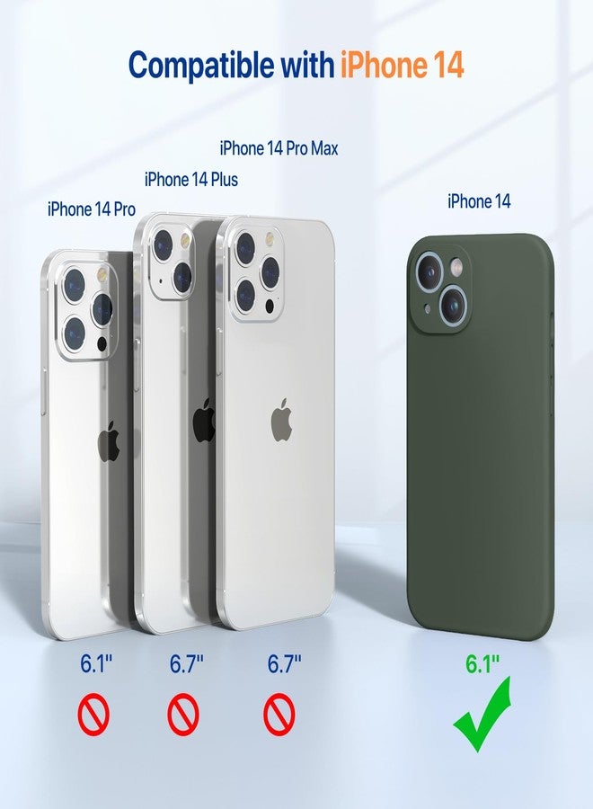 Miracase Designed for iPhone 14 Case with Screen Protector,[Upgraded Enhanced Camera Protection],Shockproof Liquid Silicone Case with Microfiber Lining, 6.1 inch,Dark Green - Image 2