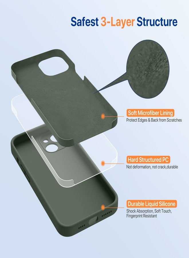 Miracase Designed for iPhone 14 Case with Screen Protector,[Upgraded Enhanced Camera Protection],Shockproof Liquid Silicone Case with Microfiber Lining, 6.1 inch,Dark Green - Image 4