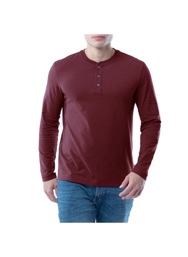 LEE Men's Long Sleeve Soft Washed Cotton Henley T-Shirt, Rhubarb, Small - Image 1