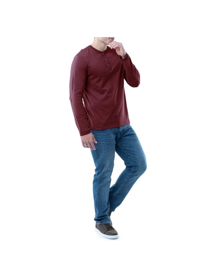 LEE Men's Long Sleeve Soft Washed Cotton Henley T-Shirt, Rhubarb, Small - Image 5