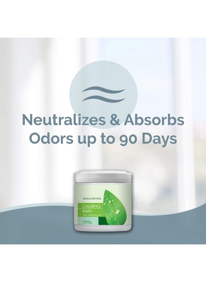 SMELLS BEGONE Air Freshener Odor Absorber Gel Absorbs Odor from Bathrooms Cars Pet Areas Boats RVs Made with Essential Oils Calming Rain Scent - Image 2