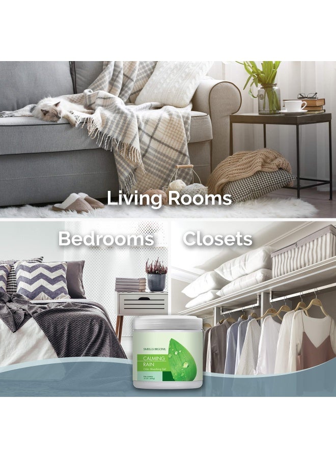 SMELLS BEGONE Air Freshener Odor Absorber Gel Absorbs Odor from Bathrooms Cars Pet Areas Boats RVs Made with Essential Oils Calming Rain Scent - Image 4