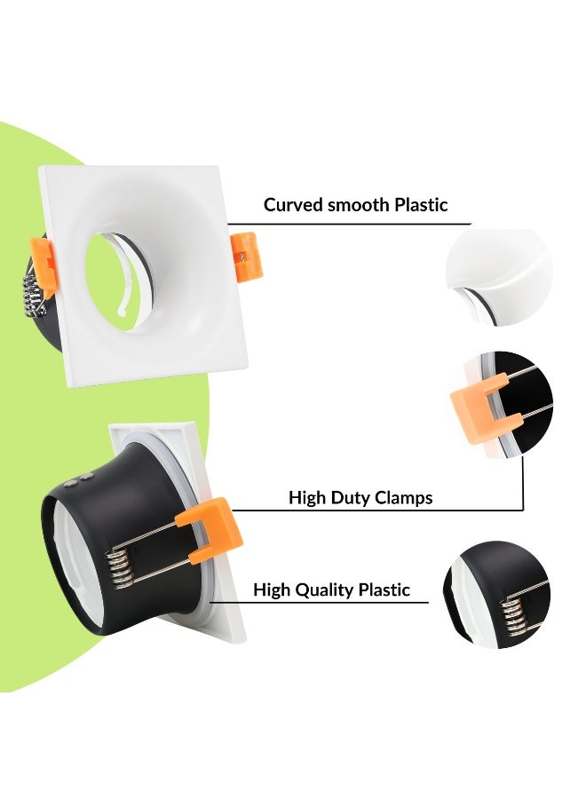 alfriday إطار سبوتلايت مدمج AL FRIDAY | حافة بيضاء مربعة وخرطوم أسود | قطع 70 مم | ميل 30° | متوافق مع GU10/MR16 - Image 3