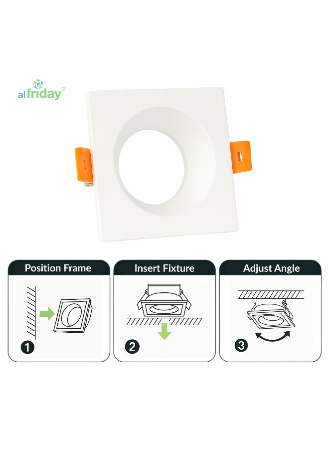alfriday إطار سبوتلايت مدمج AL FRIDAY | حافة بيضاء مربعة وخرطوم أسود | قطع 70 مم | ميل 30° | متوافق مع GU10/MR16 - Image 2