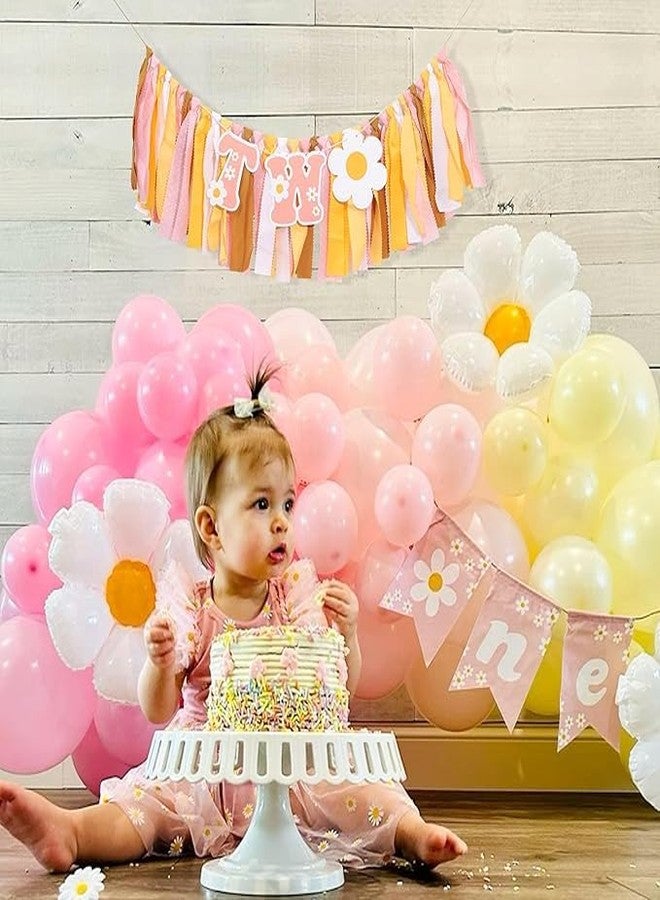 UOAOU Groovy Two Birthday High Chair Banner - Two Groovy Birthday Decorations,Retro Daisy Party 2nd Hghchair,Hippie Party Second Banner - Image 5