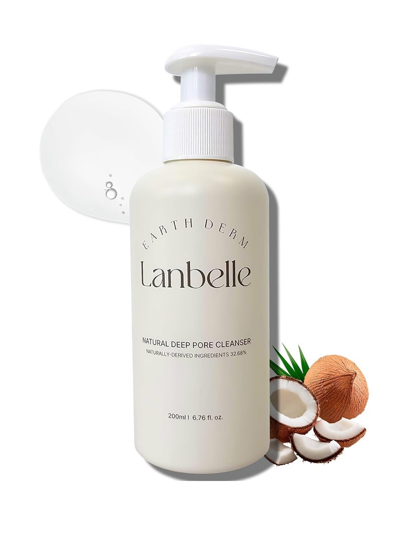 Lanbelle Lanbelle Deep Pore Cleanser Cleansing Gel Type Face Wash with Naturally-derived Ingredients - 7.1 Fl Oz / 210 ml - made with COCONUT Extracts, Dermatological Tested  - Image 1