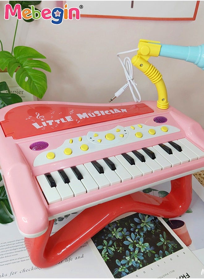 MEBEGIN - Piano Keyboard Toy with Microphone, Multifunctional Electronic Piano Toy with Microphone, Preschool Learning Educational Instruments Toy, Great Toddler Musical Toy, Suitable for Kids Aged 3+ and Beginners to Practice, 29*25*29cm - Image 1