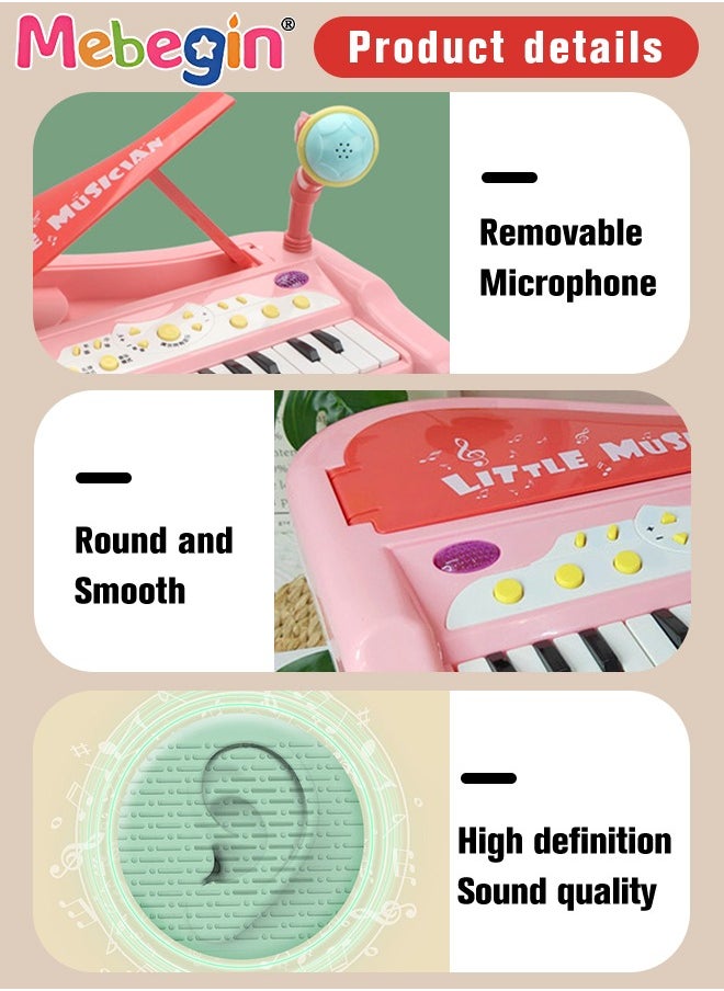 MEBEGIN - Piano Keyboard Toy with Microphone, Multifunctional Electronic Piano Toy with Microphone, Preschool Learning Educational Instruments Toy, Great Toddler Musical Toy, Suitable for Kids Aged 3+ and Beginners to Practice, 29*25*29cm - Image 1