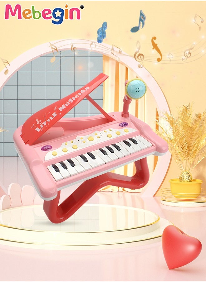 MEBEGIN - Piano Keyboard Toy with Microphone, Multifunctional Electronic Piano Toy with Microphone, Preschool Learning Educational Instruments Toy, Great Toddler Musical Toy, Suitable for Kids Aged 3+ and Beginners to Practice, 29*25*29cm - Image 1