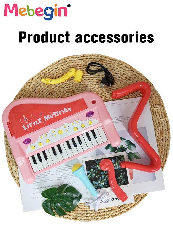 MEBEGIN - Piano Keyboard Toy with Microphone, Multifunctional Electronic Piano Toy with Microphone, Preschool Learning Educational Instruments Toy, Great Toddler Musical Toy, Suitable for Kids Aged 3+ and Beginners to Practice, 29*25*29cm - Image 1