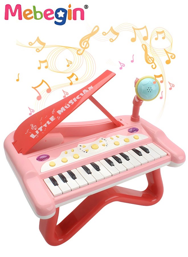 MEBEGIN - Piano Keyboard Toy with Microphone, Multifunctional Electronic Piano Toy with Microphone, Preschool Learning Educational Instruments Toy, Great Toddler Musical Toy, Suitable for Kids Aged 3+ and Beginners to Practice, 29*25*29cm - Image 1