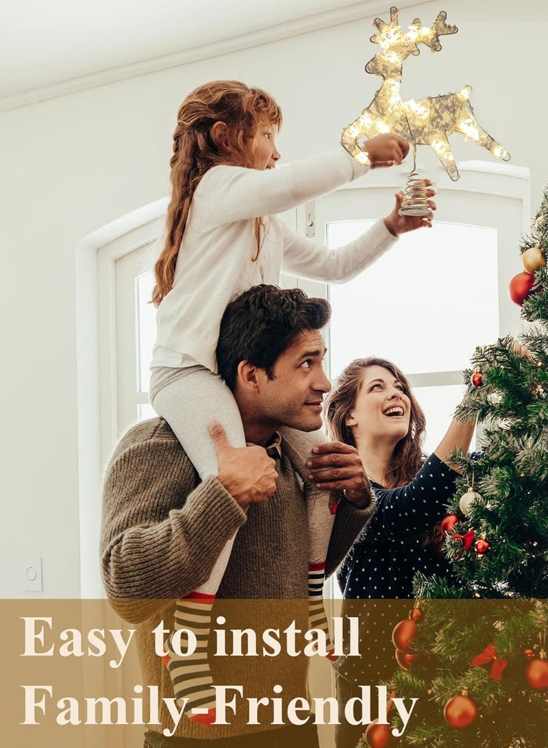 لوبيتيز شجرة عيد الميلاد مصباح سقف الرنة ( مجهزة 20 مصابيح LED ، والضوء الدافئ ، تحتاج إلى 2 بطاريات AA ، باستثناء البطاريات ) القفز مصباح سقف شجرة الغزلان ، مصباح سقف شجرة الأيل ، زخرفة شجرة عيد الميلاد جوفاء التألق الغطاء العلوي شجرة ، ومناسبة للديكور المنزل ، الطرف ، عطلة ، الشتاء وعيد الميلاد ، - Image 5