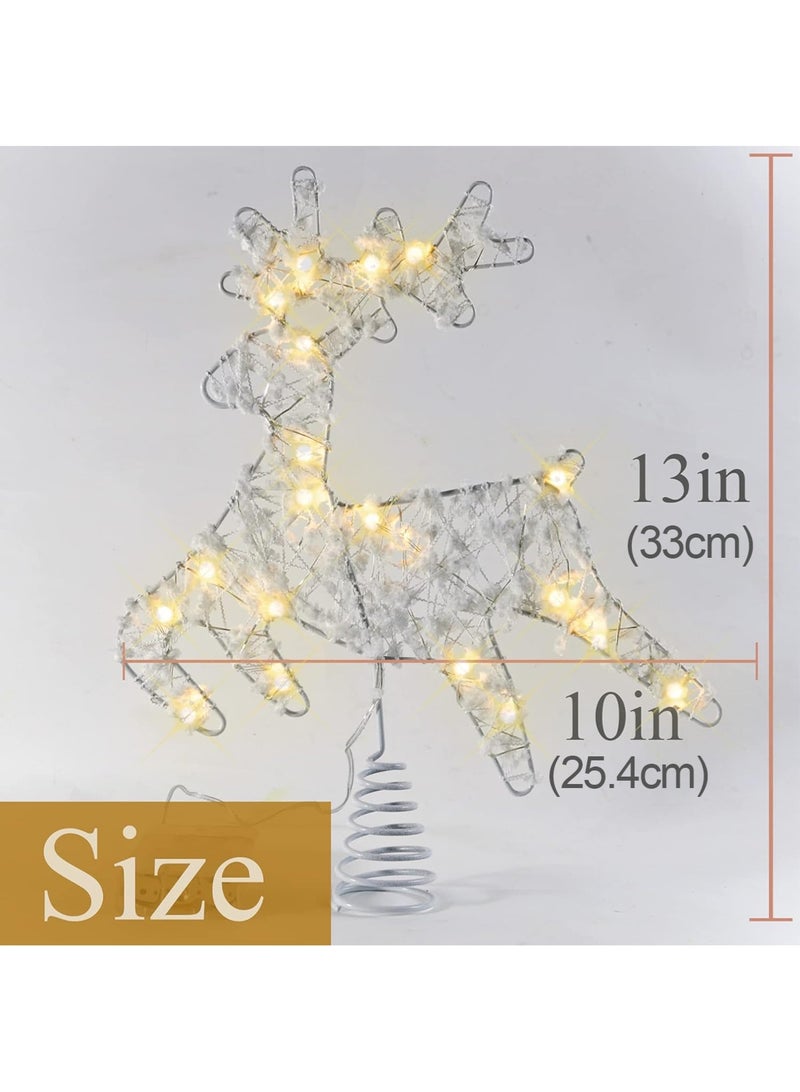 لوبيتيز شجرة عيد الميلاد مصباح سقف الرنة ( مجهزة 20 مصابيح LED ، والضوء الدافئ ، تحتاج إلى 2 بطاريات AA ، باستثناء البطاريات ) القفز مصباح سقف شجرة الغزلان ، مصباح سقف شجرة الأيل ، زخرفة شجرة عيد الميلاد جوفاء التألق الغطاء العلوي شجرة ، ومناسبة للديكور المنزل ، الطرف ، عطلة ، الشتاء وعيد الميلاد ، - Image 2