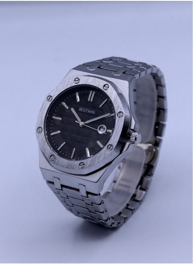 Bestwin original silver and black watch for men  - Image 2