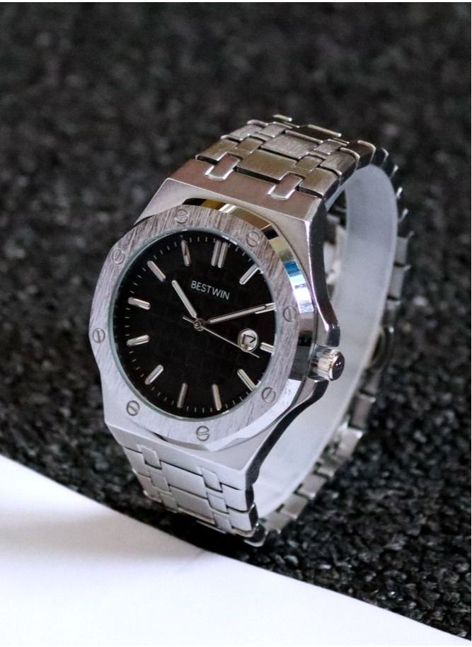 Bestwin original silver and black watch for men  - Image 1