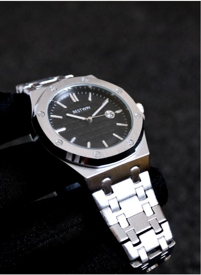 Bestwin original silver and black watch for men  - Image 3