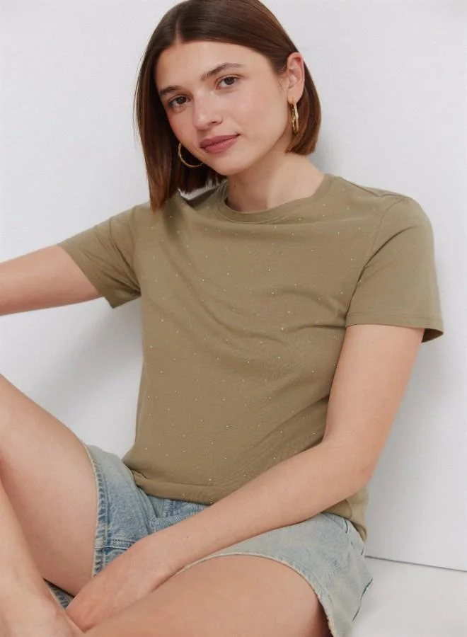 سبرينجفيلد قميص قصير الأكمام بأكمام مستديرة برقبة مستقيمة بنقطة بولكا