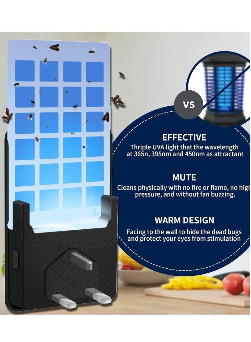 Plug-in Mosquito Killer, Indoor Flying Insect Trap for Catching Flies, Fruit Flies, Gnat flies, UV Trap with Adjustable Brightness Night Light, 1 Device + 5 Cards (Black)  - Image 5