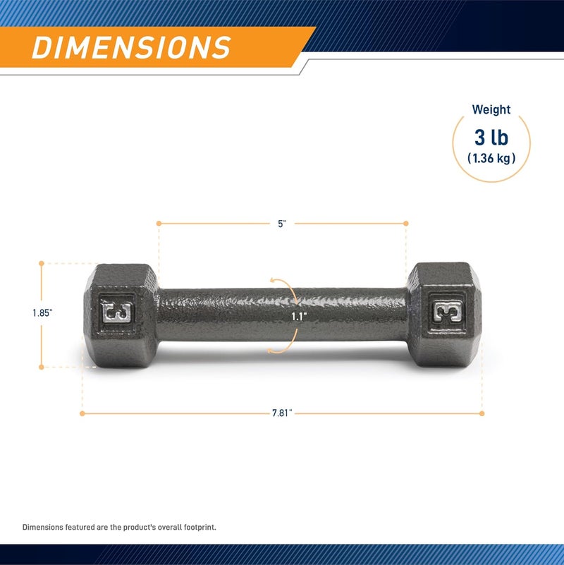 Marcy Cast Iron Hex Dumbbells Collection - Available size from 3-lb to 100-lb, SOLD INDIVIDUALLY - Image 2