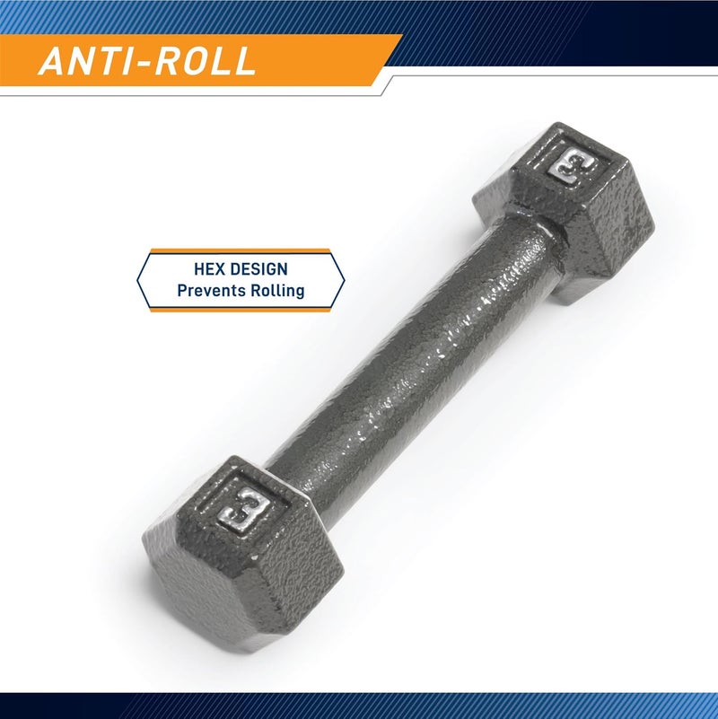 Marcy Cast Iron Hex Dumbbells Collection - Available size from 3-lb to 100-lb, SOLD INDIVIDUALLY - Image 3